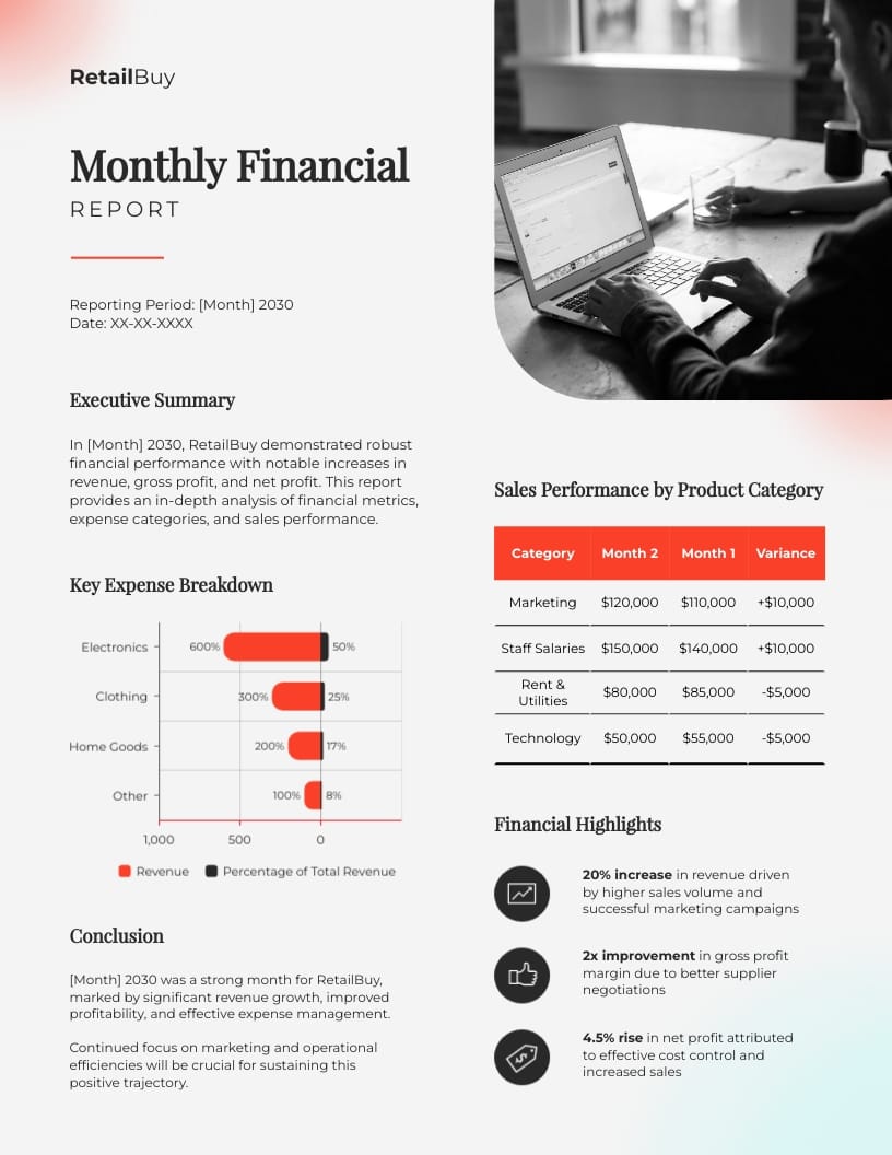 One Page Financial Overview Report Template One Page Financial Overview Report Template